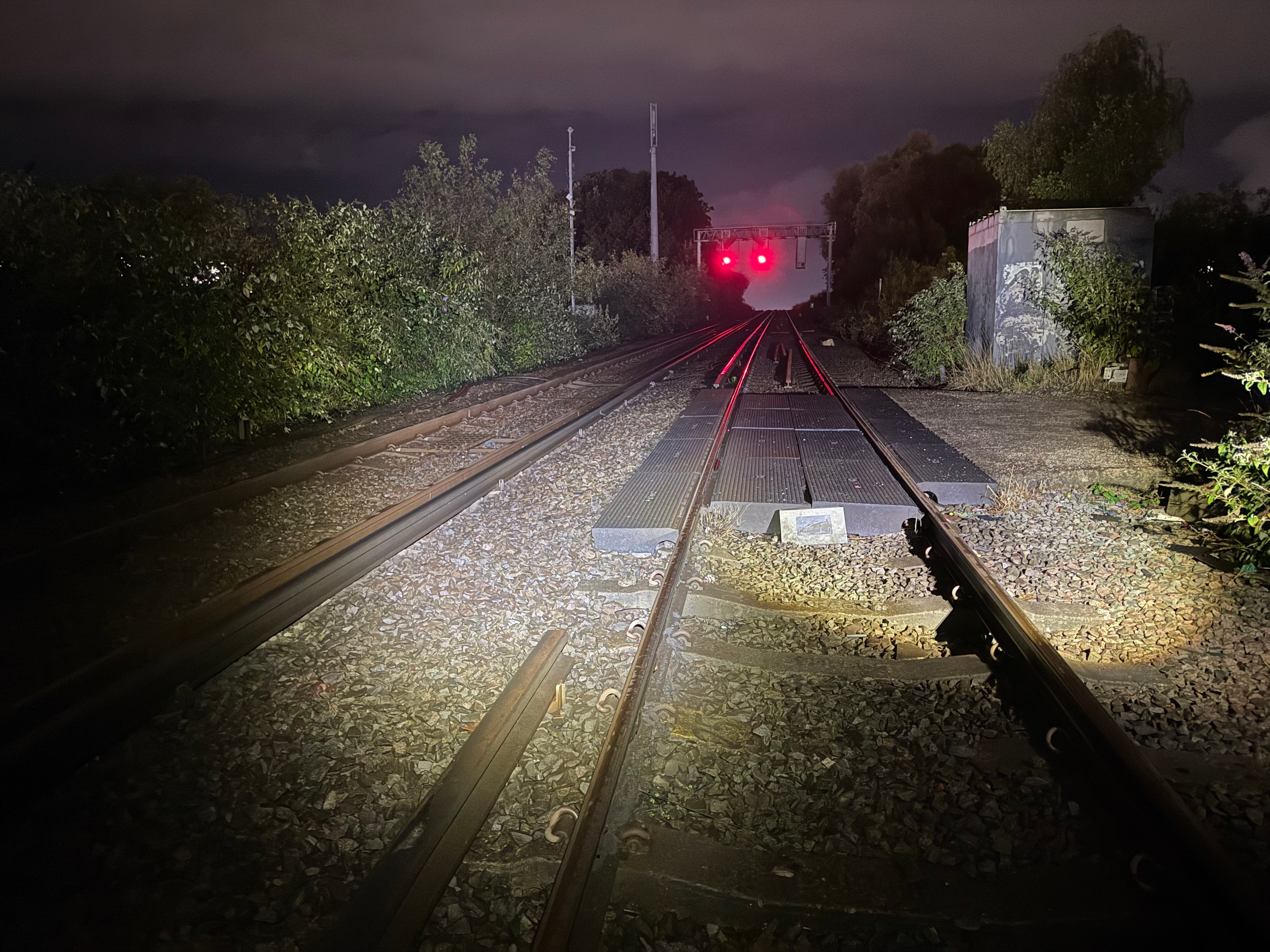 Night possession — track and signal gantry
